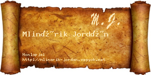 Mlinárik Jordán névjegykártya